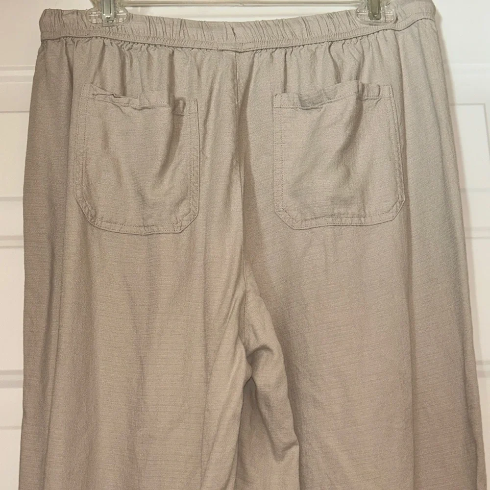 Splendid Sorrento Linen Pants M Almond Women's Wide Leg Ankle Casual Career